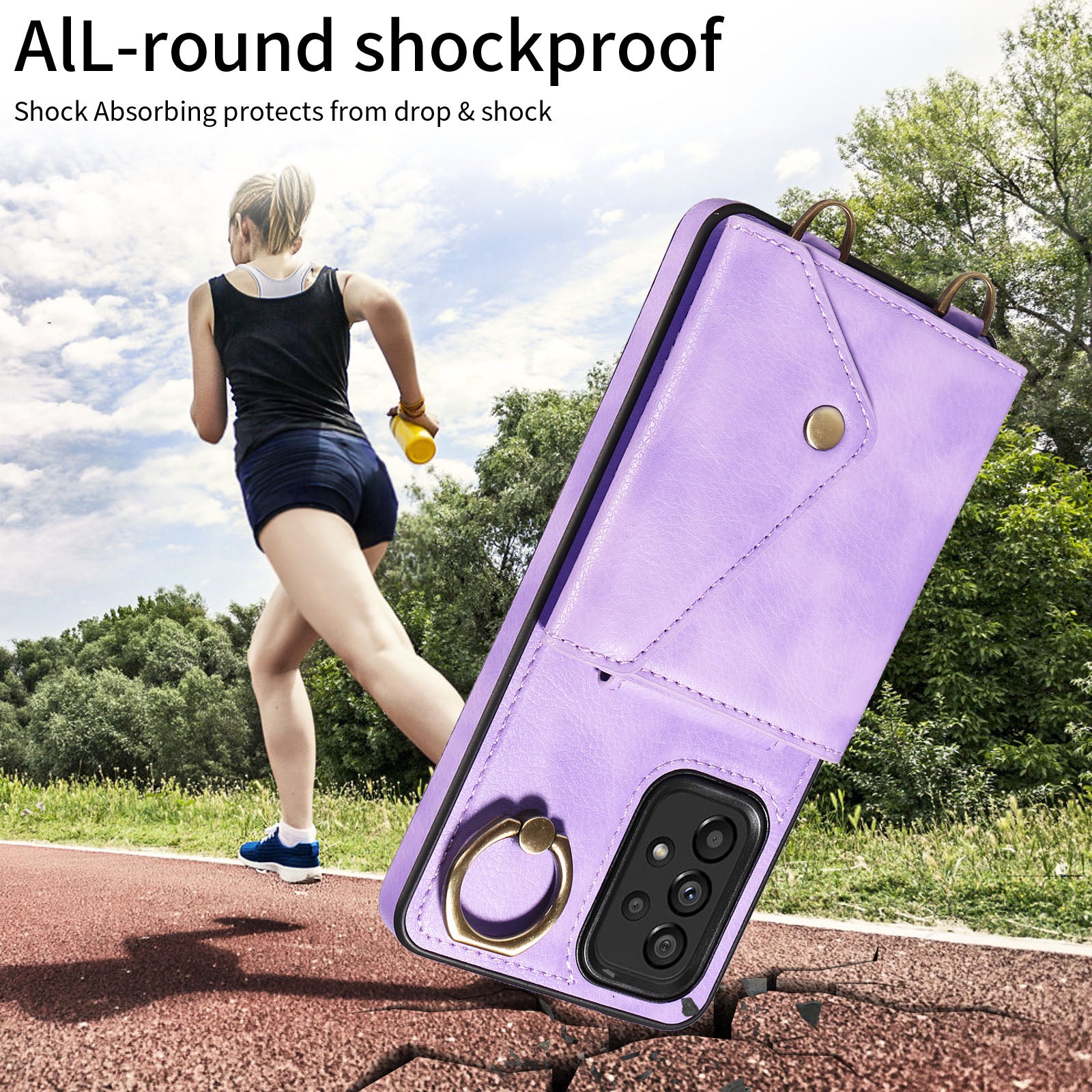 002 For Samsung Galaxy A53 5G Card Bag Cover Ring Kickstand Litchi Texture Leather TPU Phone Case with Shoulder Strap 002 For Samsung Galaxy A53 5G Card Bag Cover Ring Kickstand Litchi Texture Leather TPU Phone Case with Shoulder Strap
